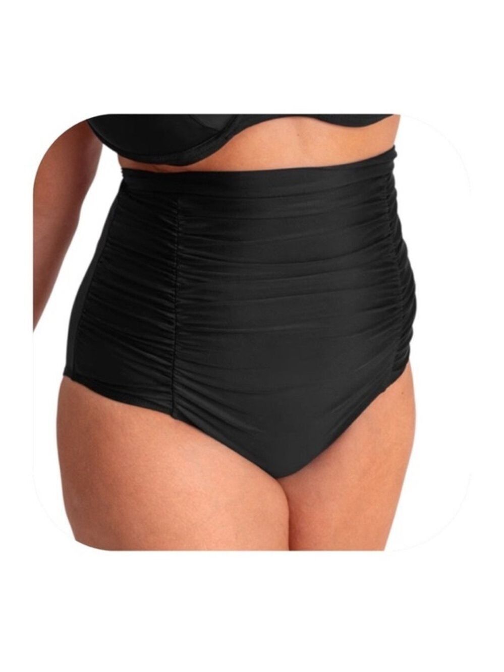 Empetua Shapermint Black High-Waist Ruched Swim Bottoms Sz XXXL